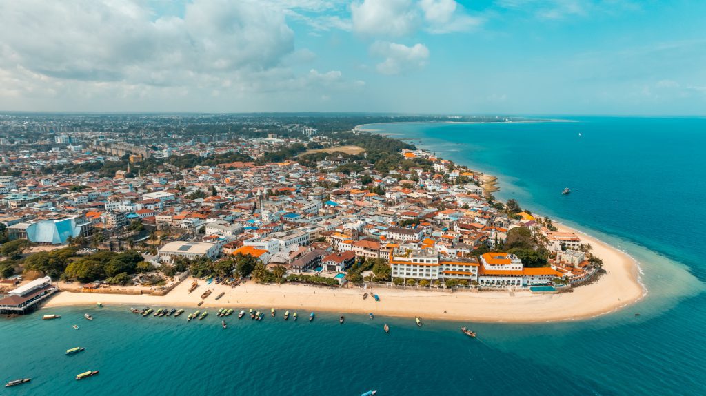 Aerial view of Zanzibar Island in Tanzania